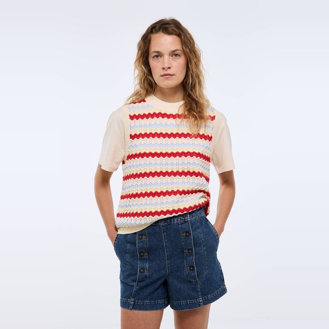 Top sans manche rayé en maille - MONOPRIX