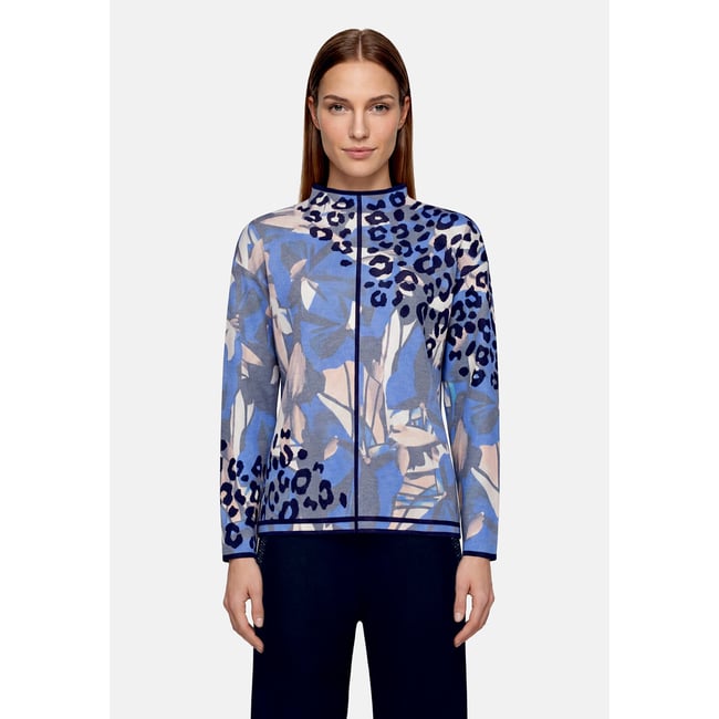 Pull-over en maille à imprimé bleu/beige <span itemprop=