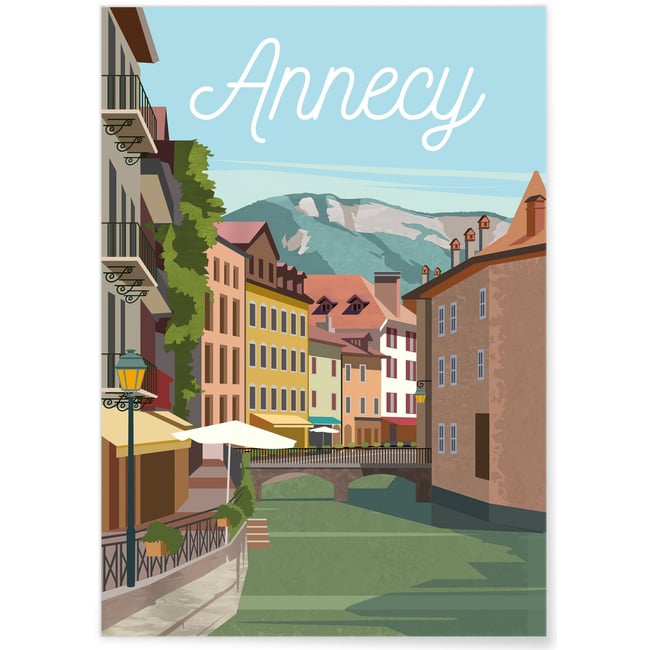 Affiche ville Annecy 2 Couleur blanc <span itemprop=