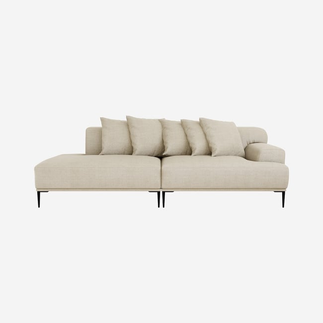 Méridienne gauche en coton et lin garnie de plumes OTTONE Couleur beige <span itemprop=