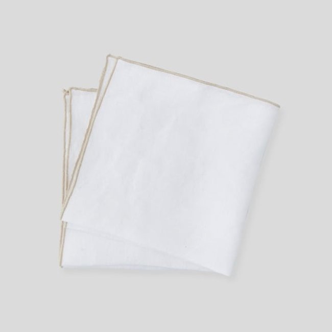 Lot de 2 - Serviettes de table, 40x40cm, lin blanc <span itemprop=