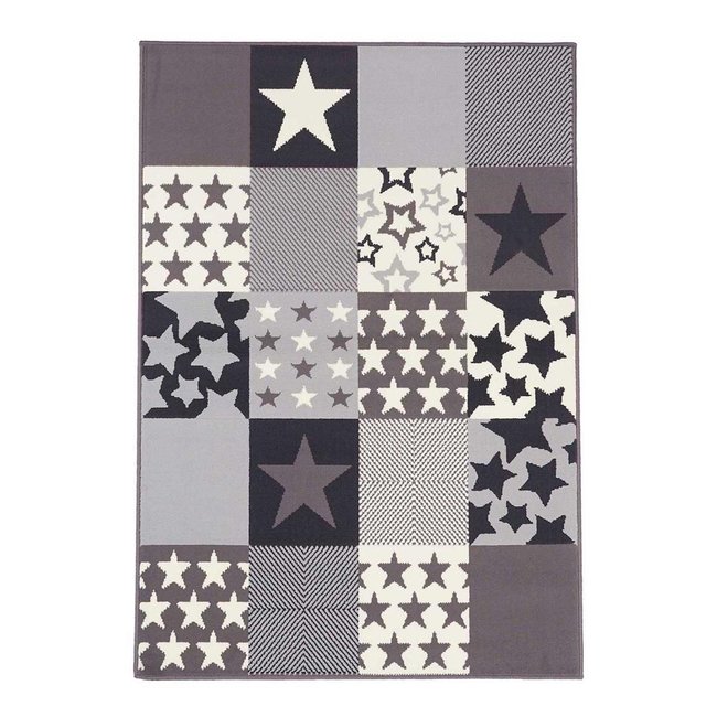 Tapis enfant tissé LYN1 CARETOILE Couleur crème, gris, noir <span itemprop=