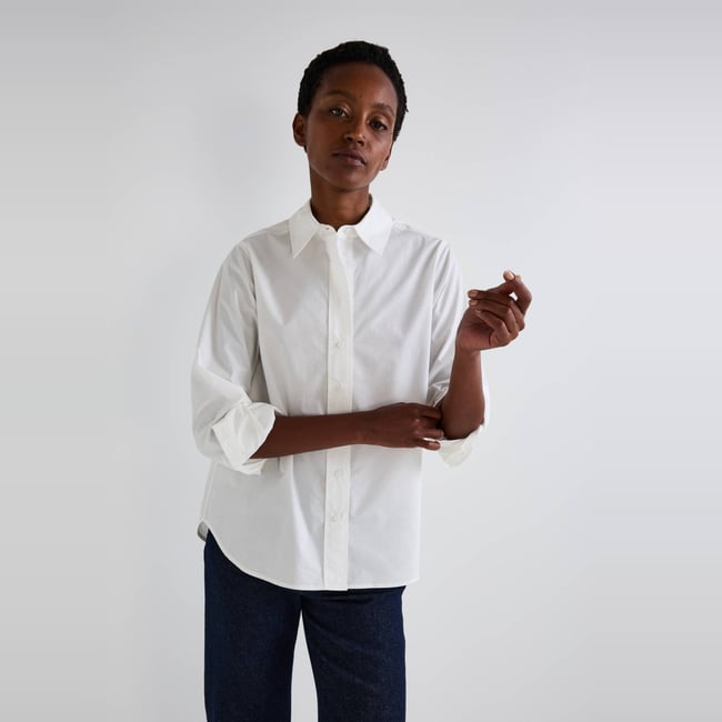 Chemise manches longues unie en coton BIO GOTS - MONOPRIX