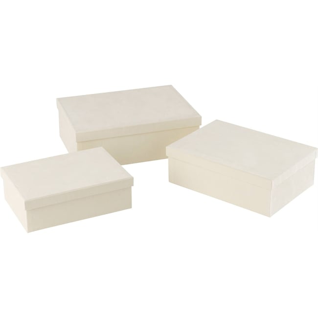 Set de 3 boîtes rectangulaires en papier Couleur blanc <span itemprop=