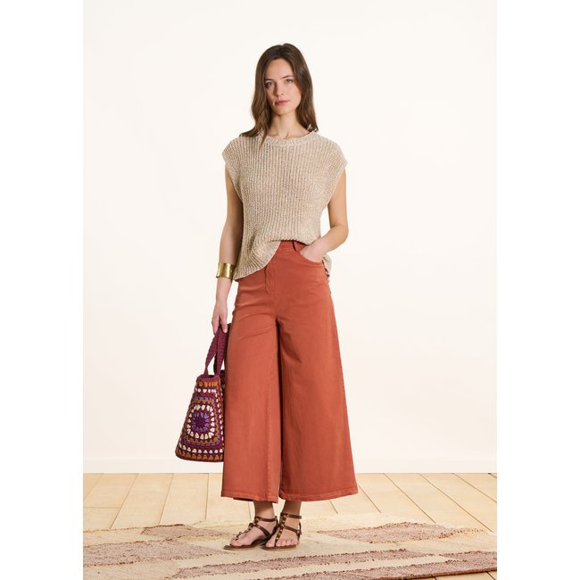 Pantalon large 7/8ème terre de sienne <span itemprop=