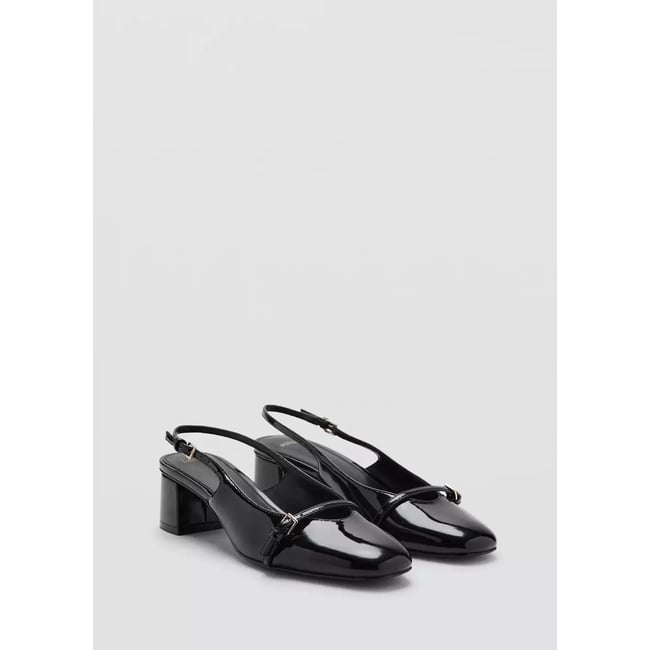Chaussures à talon en cuir verni avec brides à boucle - MANGO