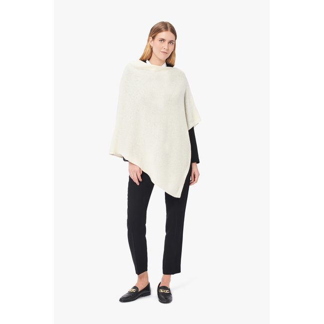 Poncho asymétrique en cachemire BALTIA ivoire <span itemprop=