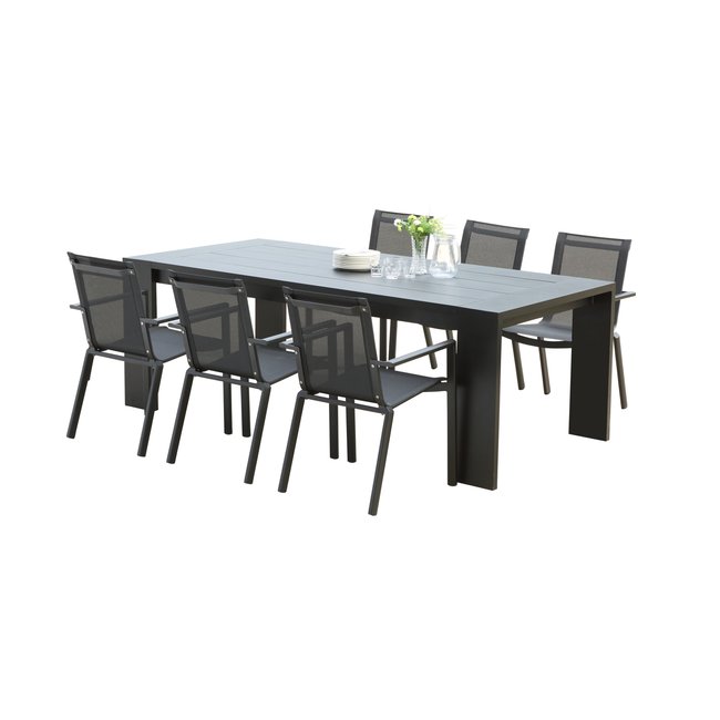 Ensemble en aluminium, 6 fauteuils IBIZA gris <span itemprop=
