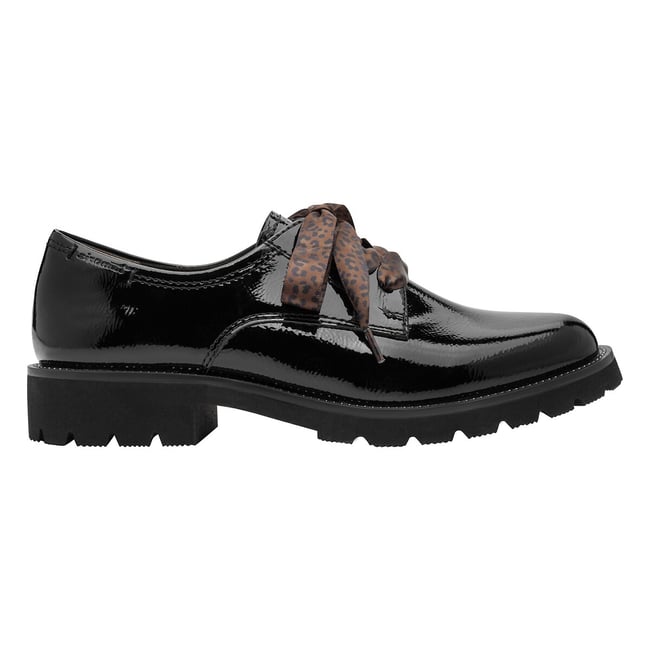 Patent Double Lace-Up Brogues, black, TAMARIS