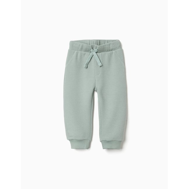 Pantalon de jogging à texture gaufrée avec cordon de serrage vert <span itemprop=