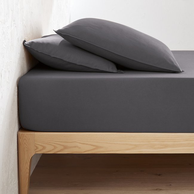 Drap housse uni coton lavé bonnet 30cm Scenario - LA REDOUTE INTERIEURS