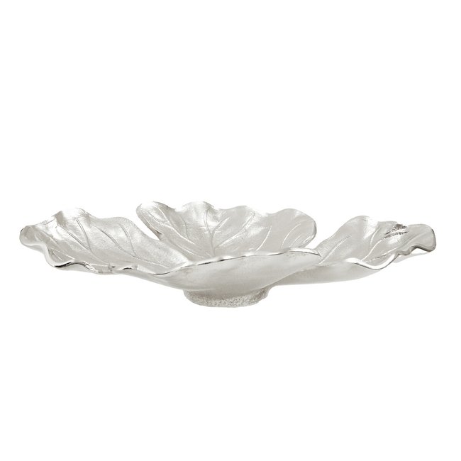 36cm Leaf Design Decorative Dish Aluminium, silver-coloured, SO'HOME