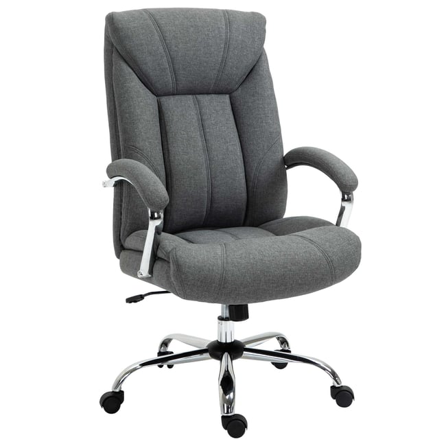 Chaise de bureau Lin (100% polyester) Gris Couleur gris <span itemprop=