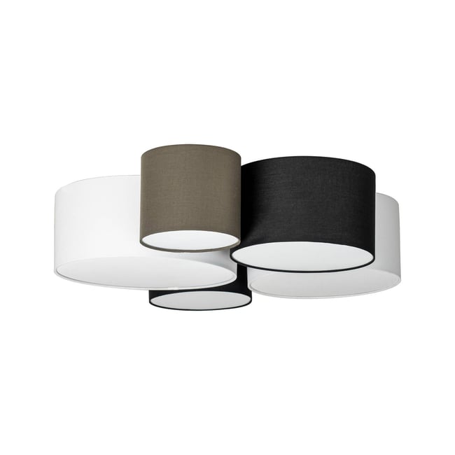 Plafonnier en textile scandinave, Lettie Couleur gris, noir, blanc <span itemprop=
