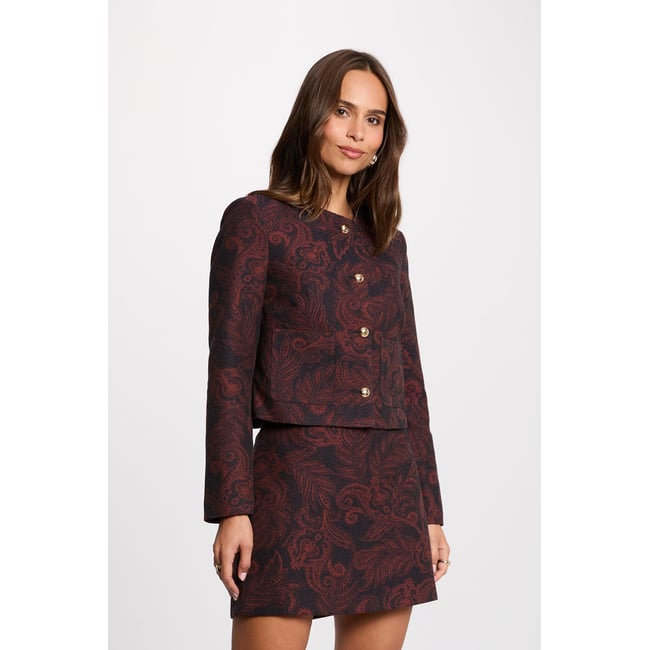 Veste droite imprimée multicolore <span itemprop=