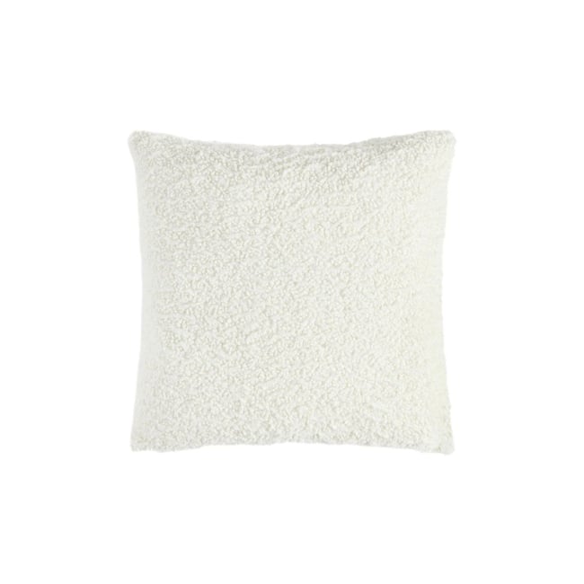 Coussin en maille texturée de laine ivoire <span itemprop=