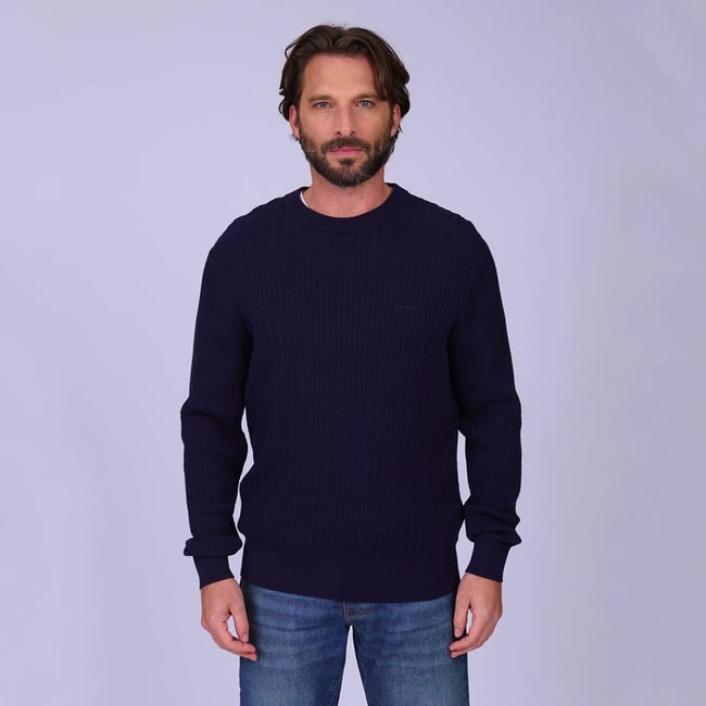 Pull chevrons Galvin bleu marine <span itemprop=