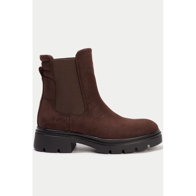 Bottines aspect daim marron <span itemprop=