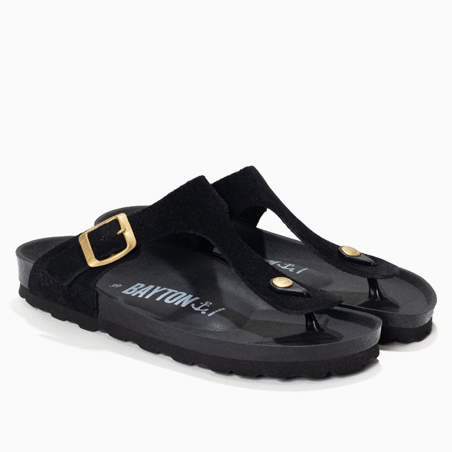 Tongs en cuir suédé MERCURE pour femme - BAYTON