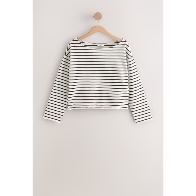 Sweat d'été ample à encolure dégagée rayé <span itemprop=