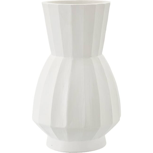 Vase cannelé silhouette graphique MODERN Couleur blanc <span itemprop=