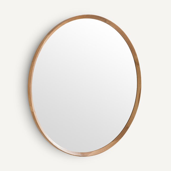 Miroir rond chêne massif, diamètre 100 cm, Orion naturel <span itemprop=