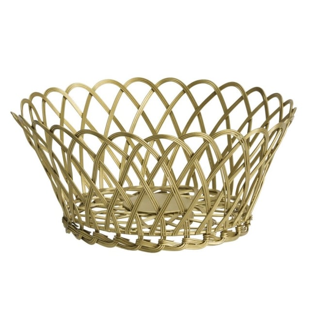 Corbeille métal filaire tressé Couleur laiton <span itemprop=