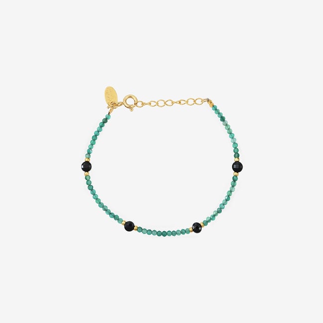 Bracelet indie amante agate verte/onyx vert <span itemprop=
