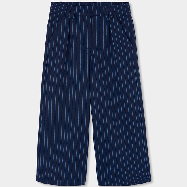Pantalon en maille fille à rayures bleu <span itemprop=