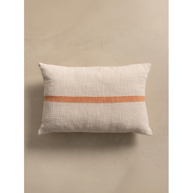 Coussin 100% Coton Rayures -EDA moutarde <span itemprop=