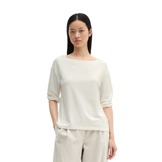 T-shirt relaxed en doux mélange de modal blanc <span itemprop=