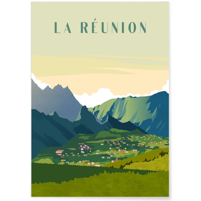 Affiche La Réunion 2 Couleur blanc <span itemprop=
