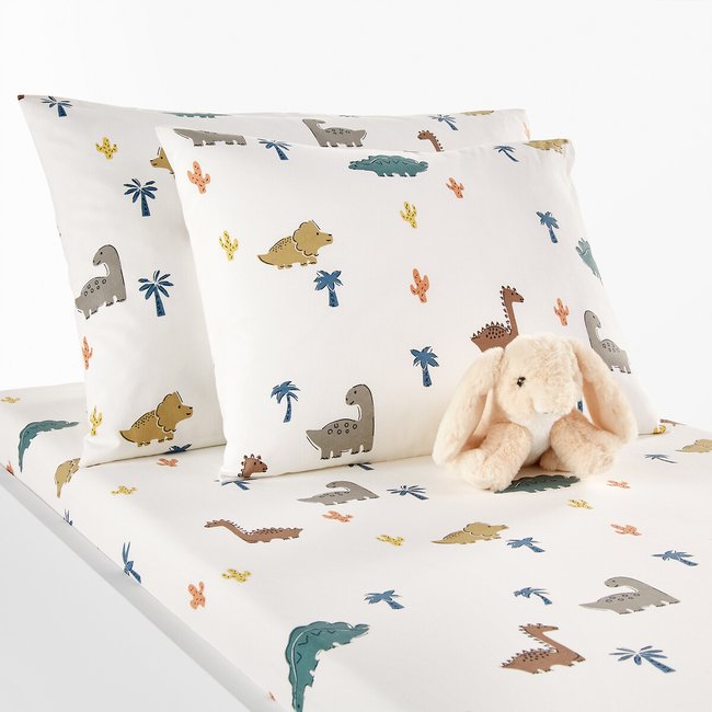 Taie d'oreiller coton, Dino Pop imprimé blanc LA REDOUTE INTERIEURS