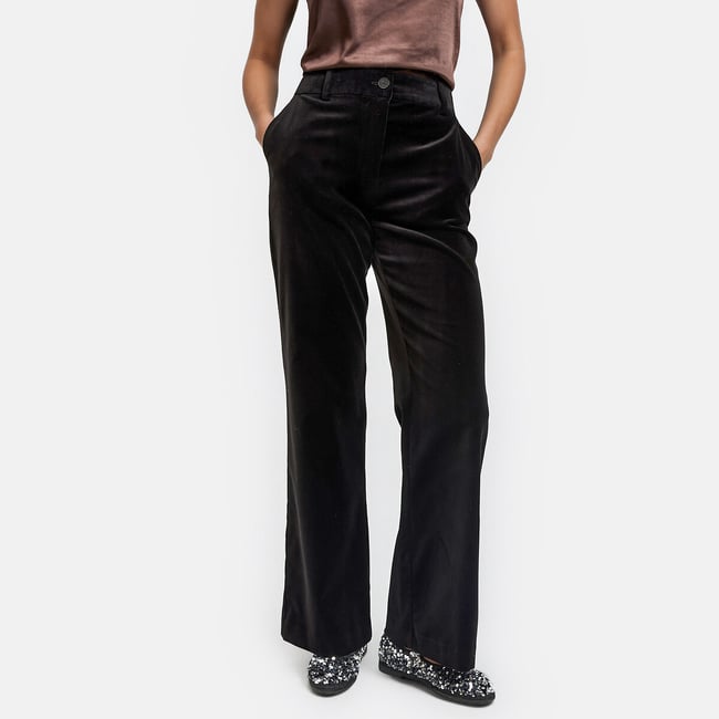 Flare-Hose aus glattem Samt, Signature, DONATIEN - LA REDOUTE COLLECTIONS