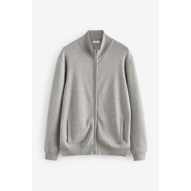 Pull regular zippé haut de gamme gris clair <span itemprop=