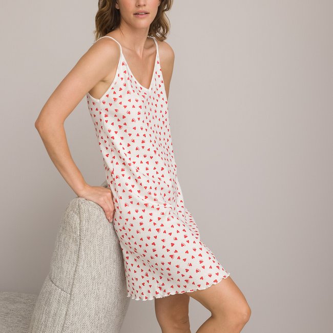 Camisón de algodón con estampado de corazones estampado corazón <span itemprop=