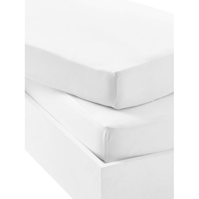 Lot de 2 draps-housses en jersey extensible blanc <span itemprop=