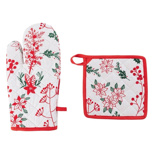 Gant et manique baies de Noël coton v002227 <span itemprop=
