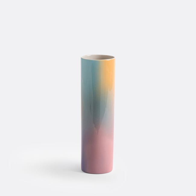 Vase céramique effet tie and dye H28,5 cm, Nateo  Couleur multicolore <span itemprop=
