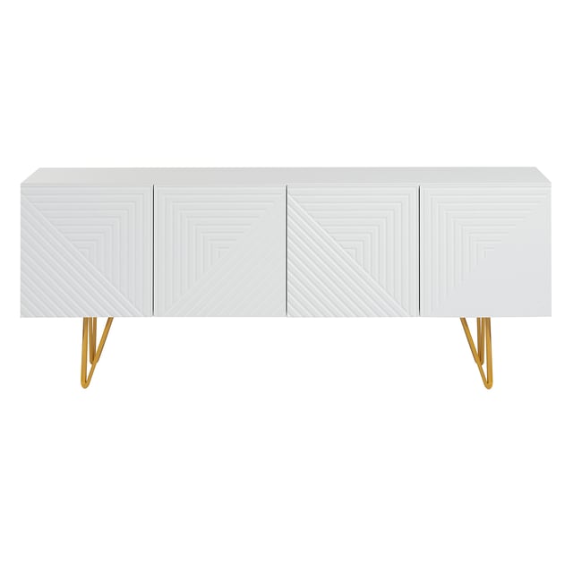 Meuble TV design gravé L140 cm OZEN Couleur blanc <span itemprop=