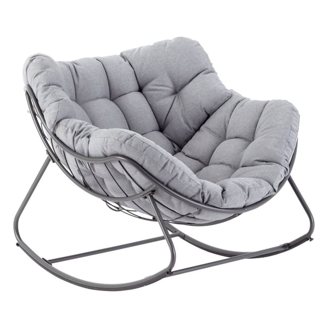 Fauteuil oeuf à bascule en acier coussin capitonné PAOPAO - HESPERIDE