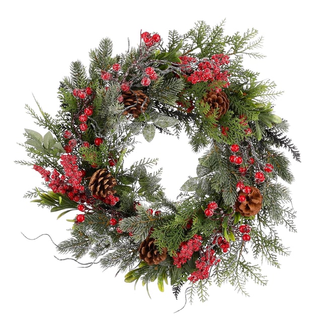 Couronne de Noël Ø50 cm RANDELL Couleur rouge <span itemprop=