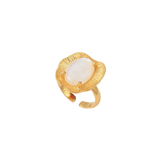 Bague nacre blanche dorée - swann blanc <span itemprop=