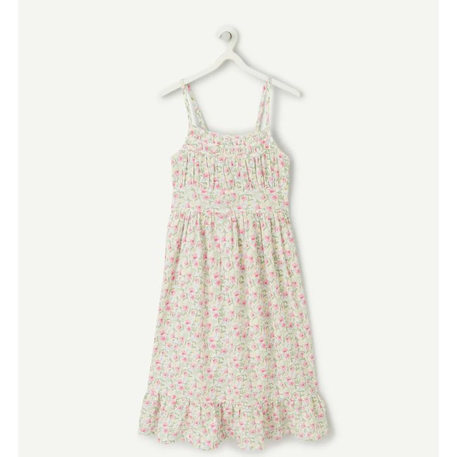Vestido largo estampado blanco estampado <span itemprop=