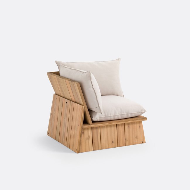 Fauteuil d'angle de jardin, acacia, Brut acacia <span itemprop=
