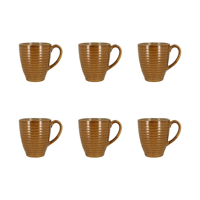 Lot de 6 mugs 37cl en grès, TURBOLINO Couleur marron <span itemprop=