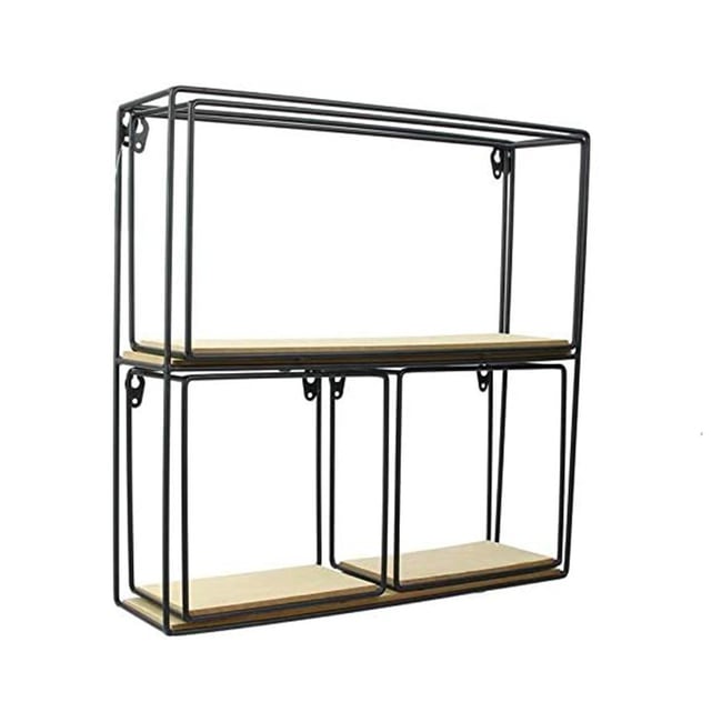 Etagères 4 pièces bois et métal - H38 cm Couleur noir <span itemprop=
