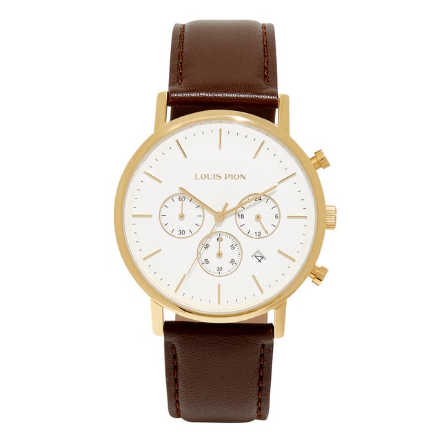 Montre Analogique  NINO doré blanc marron <span itemprop=