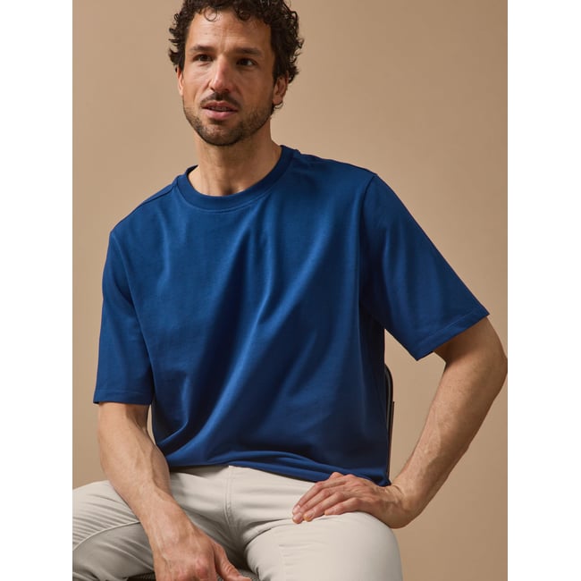 T-shirt uni  coton biologique bleu <span itemprop=