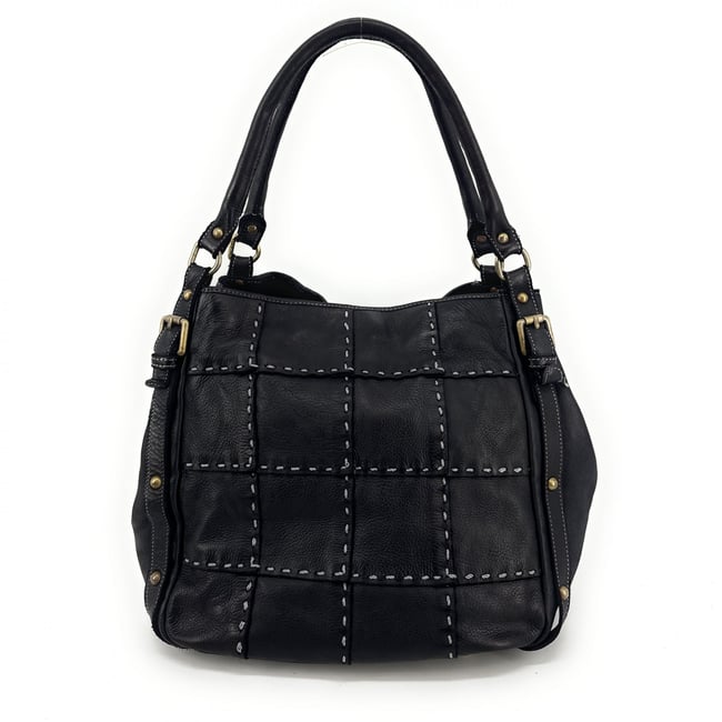 Sac à main en cuir vintage SHELLEY noir <span itemprop=
